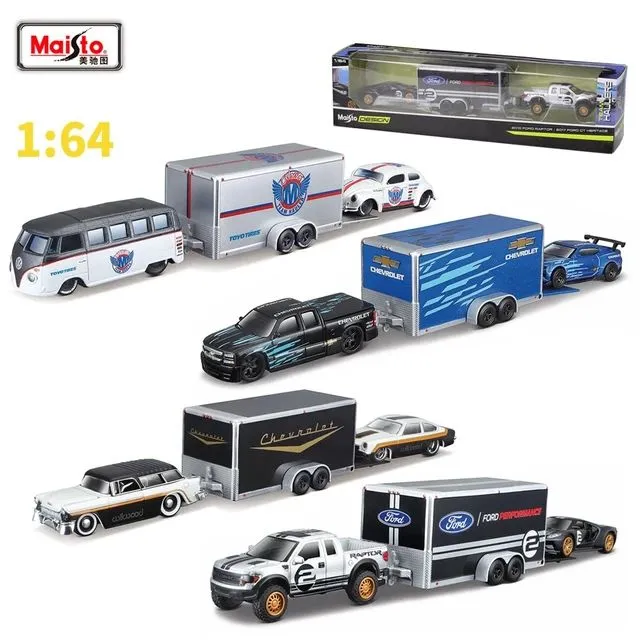 Maisto 1:64 Alloy Truck Flatbed Transport Car Vehicles Model Diecast Metal Toy Trailer Car Model