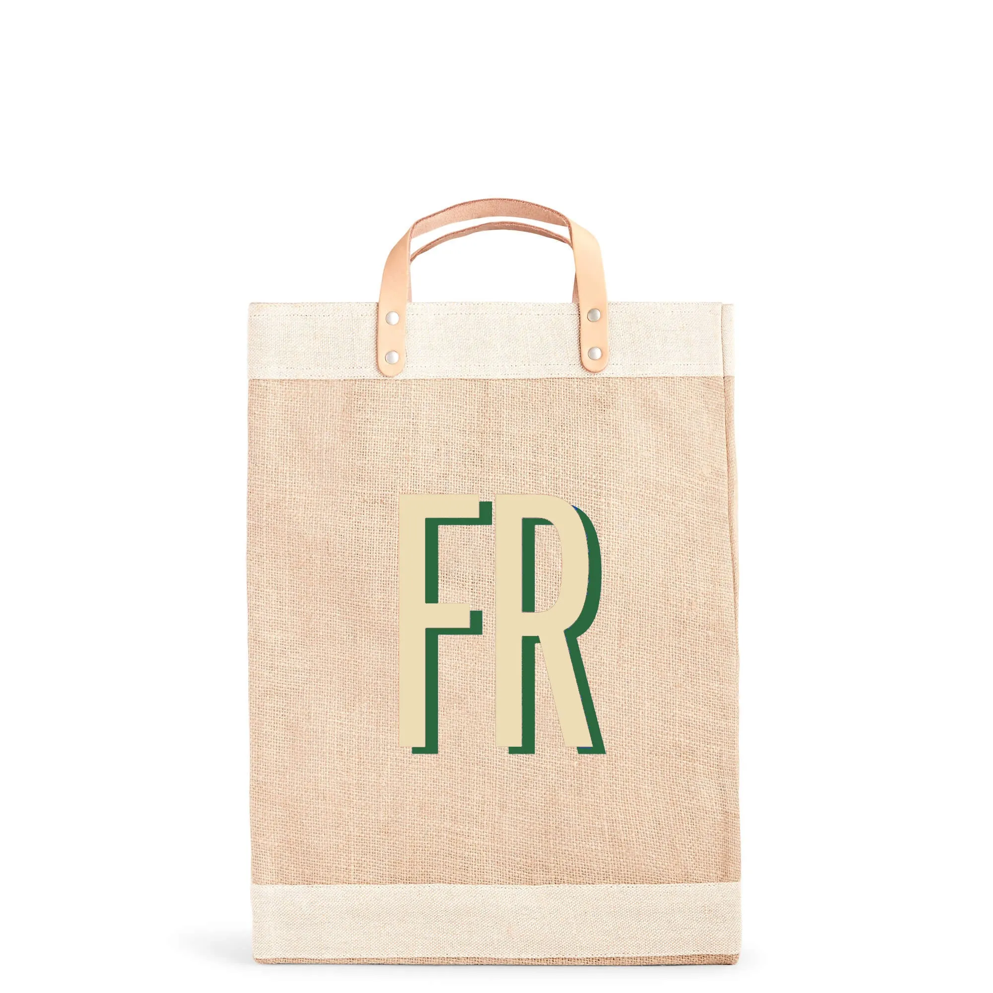 Market Bag in Natural with Large Ecru Monogram