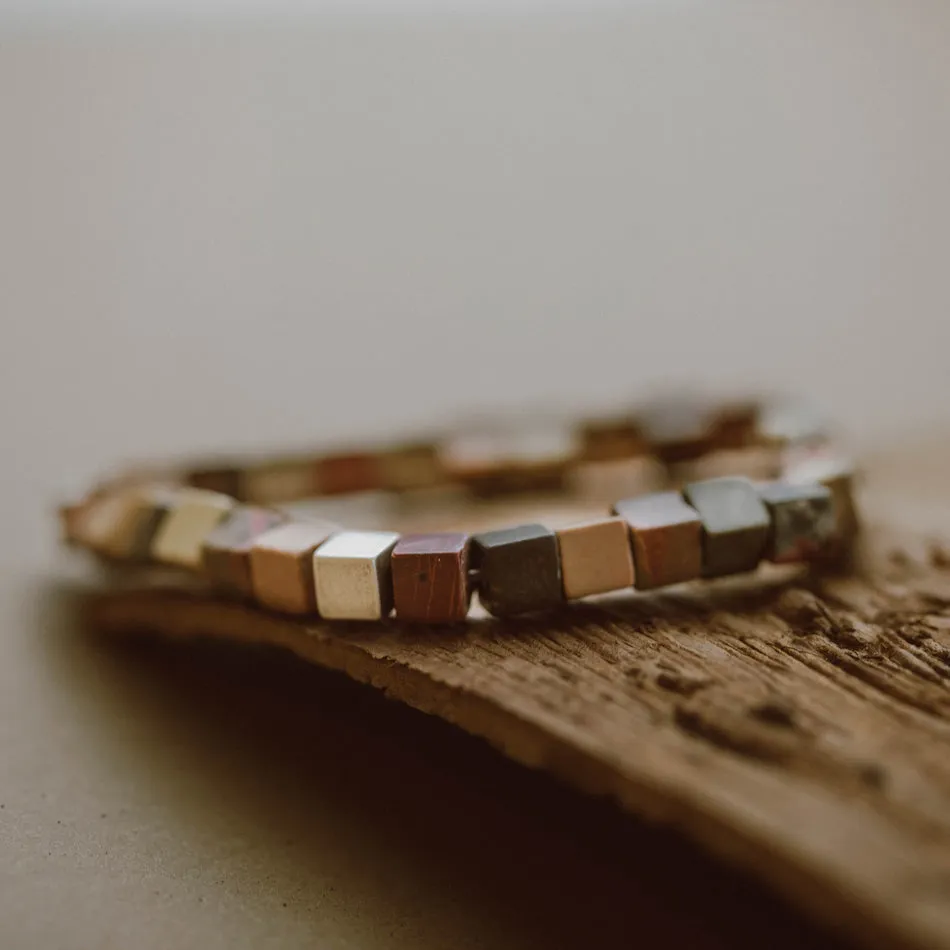 Memphis Cube Gemstone Bracelet Creek Jasper