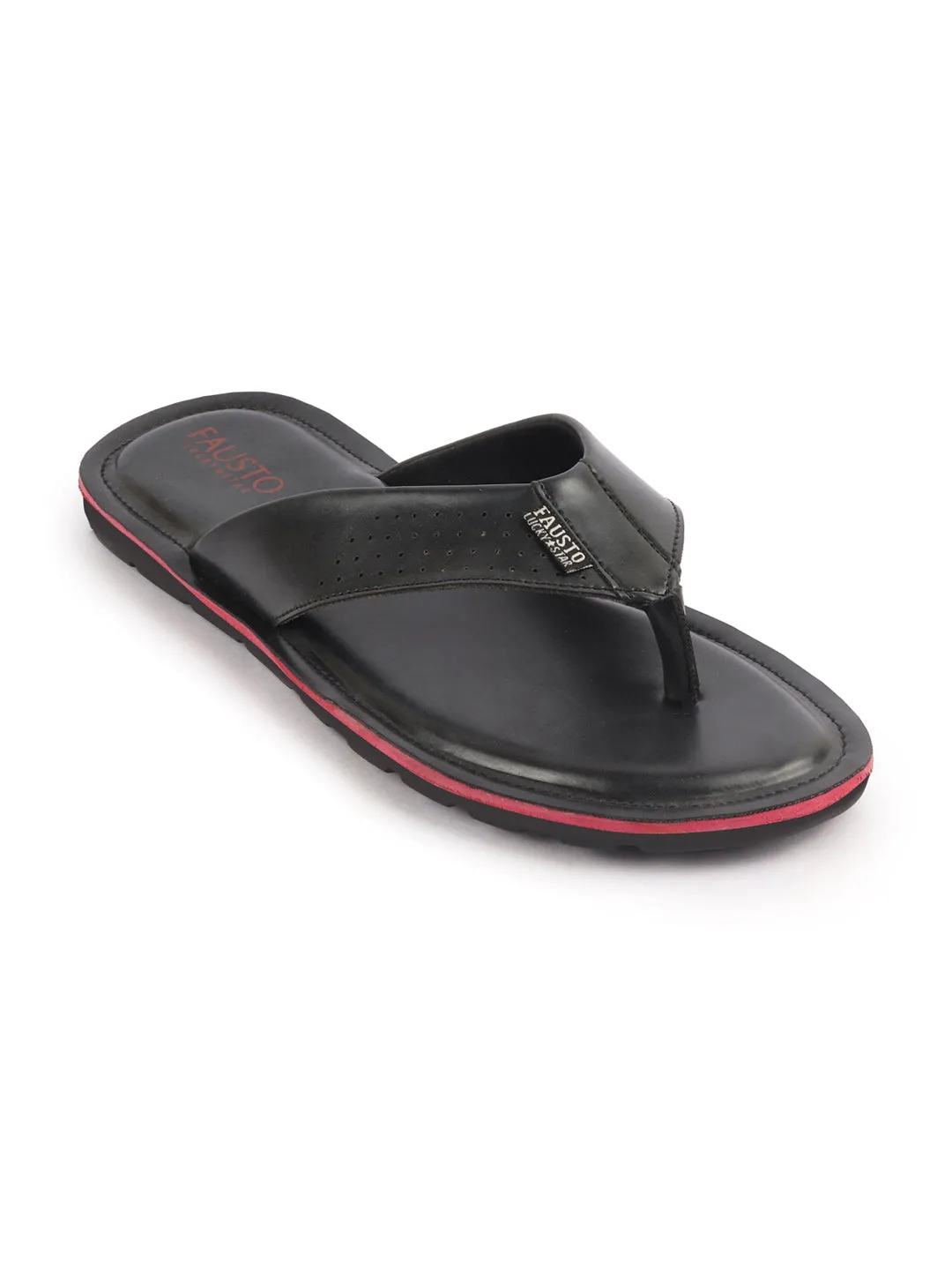 Men Black Daily Indoor Outdoor Slip On Thong Slipper