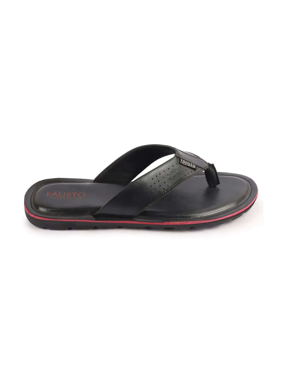 Men Black Daily Indoor Outdoor Slip On Thong Slipper