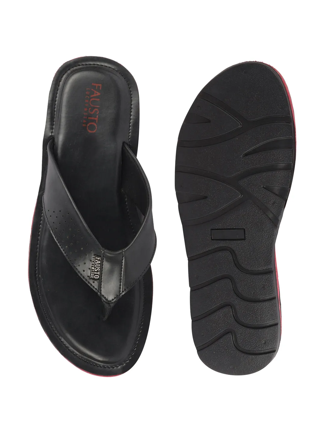 Men Black Daily Indoor Outdoor Slip On Thong Slipper