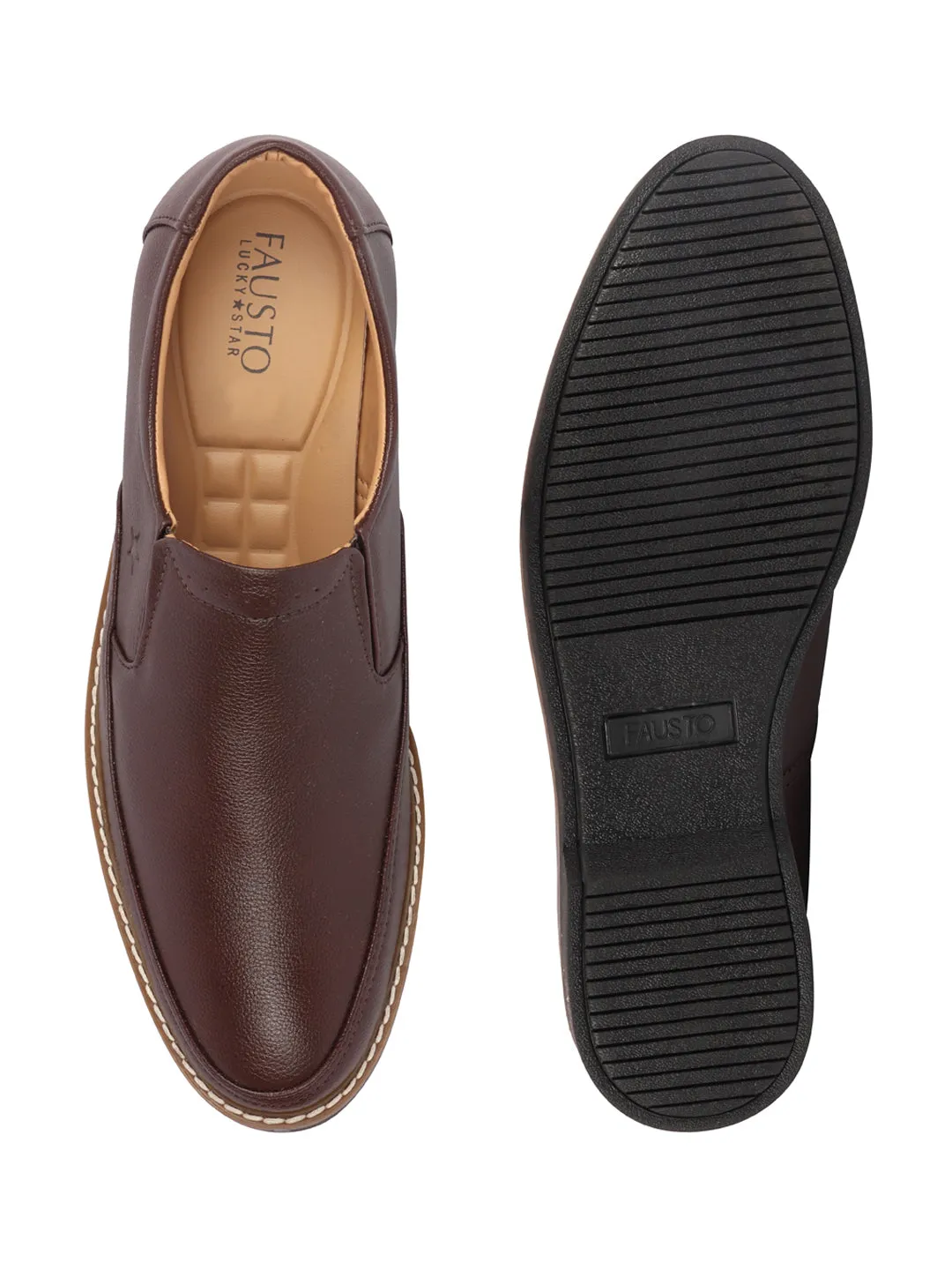 Men Brown Formal Superior Comfort Slip On Shoes