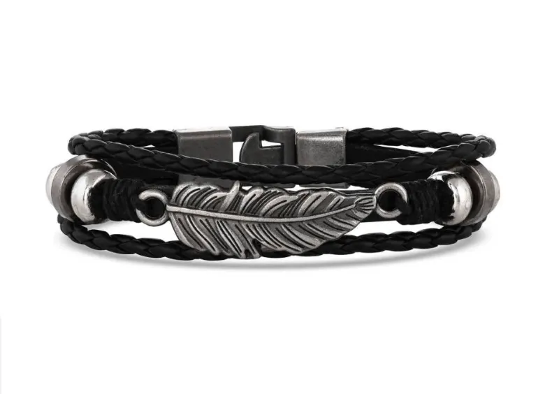 Montana Silversmith Bracelet Braided Wrap Feathers (BC5040)