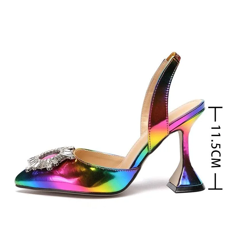 Multicolor High Heels Rhinestone Pumps