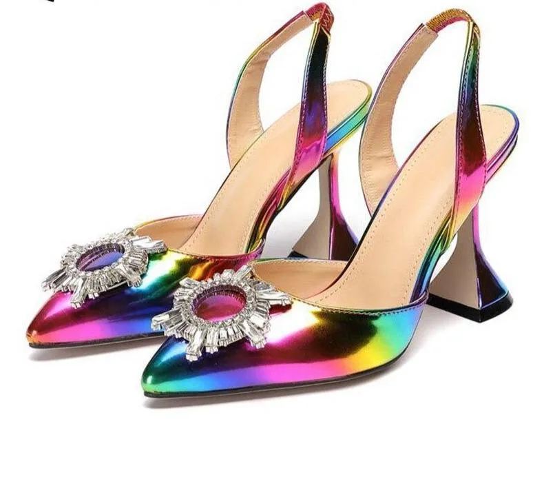 Multicolor High Heels Rhinestone Pumps