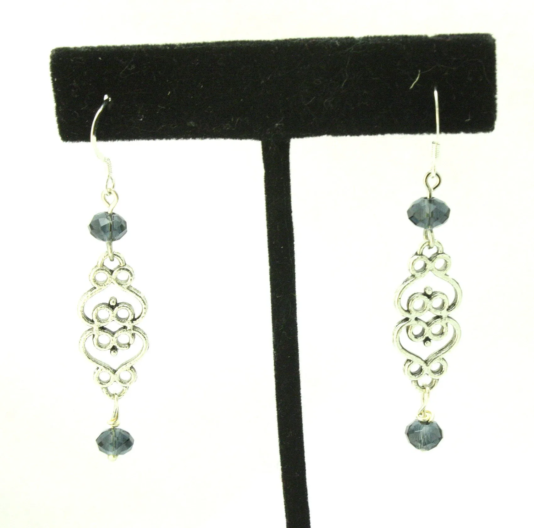 Navy Blue Filigree Dangle Earring