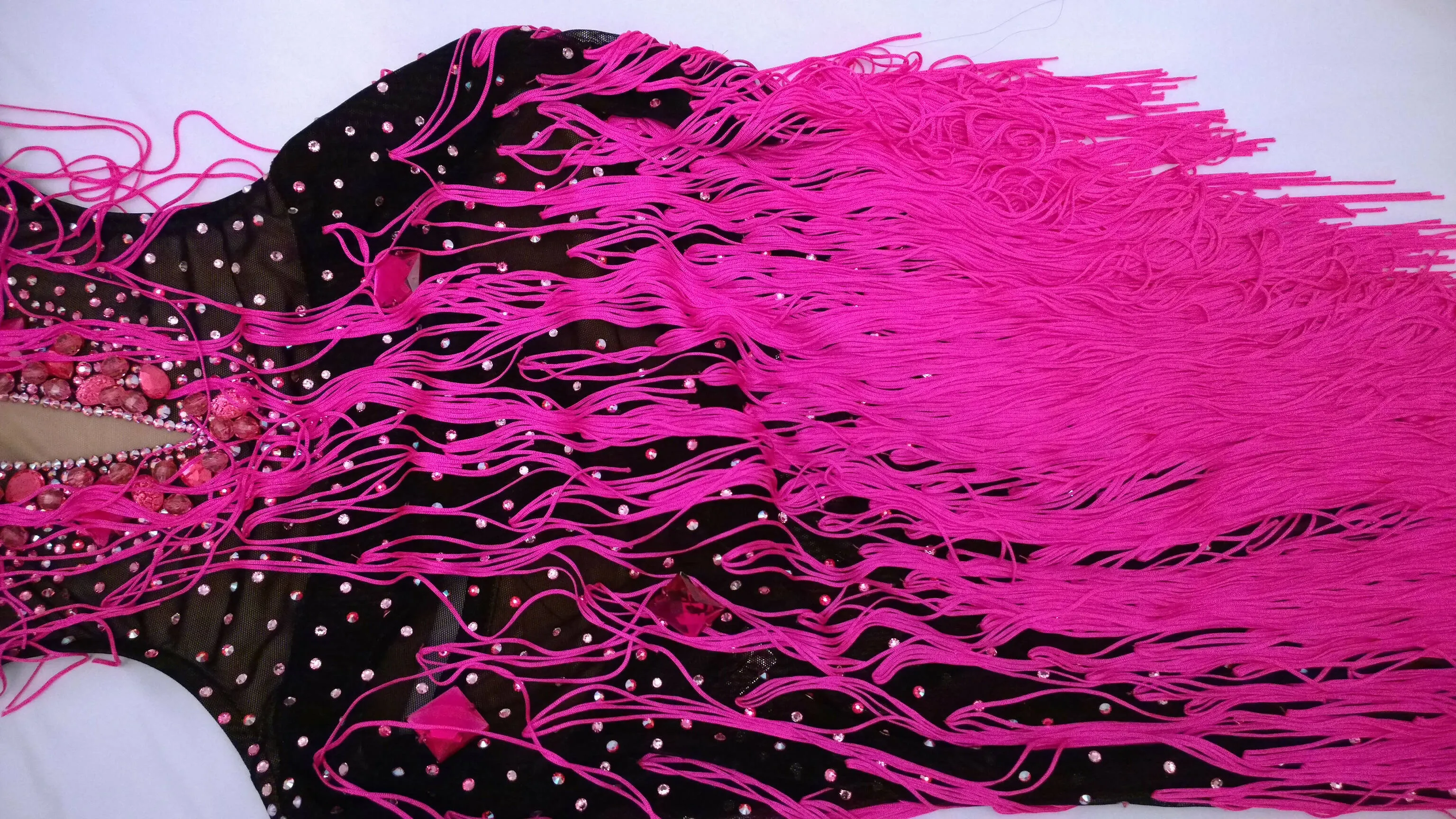 New Pink Fringe Latin Dress