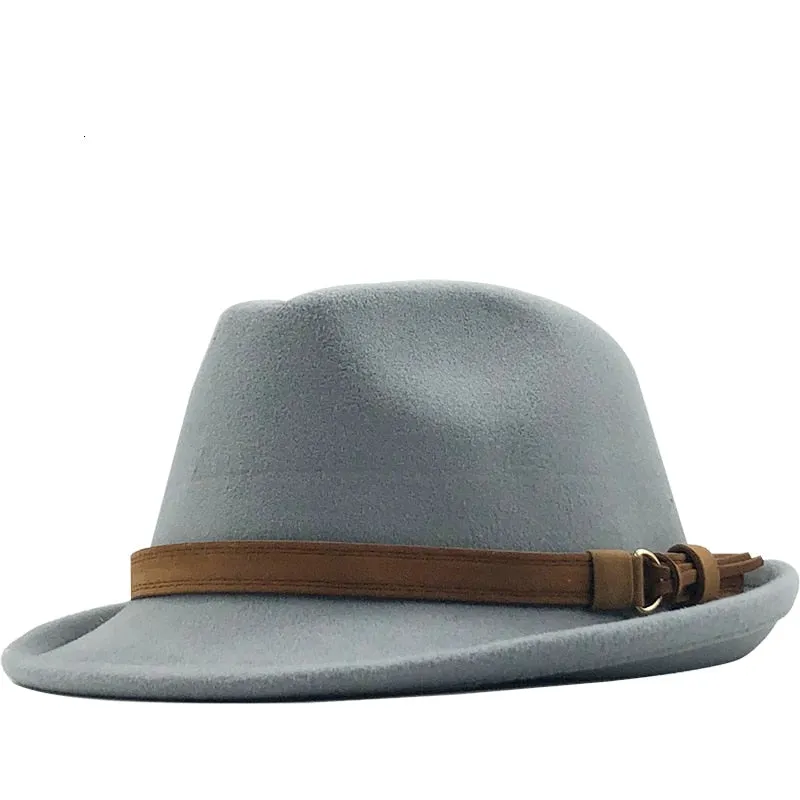 New Wool Women Men Fedora Hat For Winter Autumn Elegant Lady Gangster Trilby Felt Homburg Church Jazz Hat 55-58CM adjustable