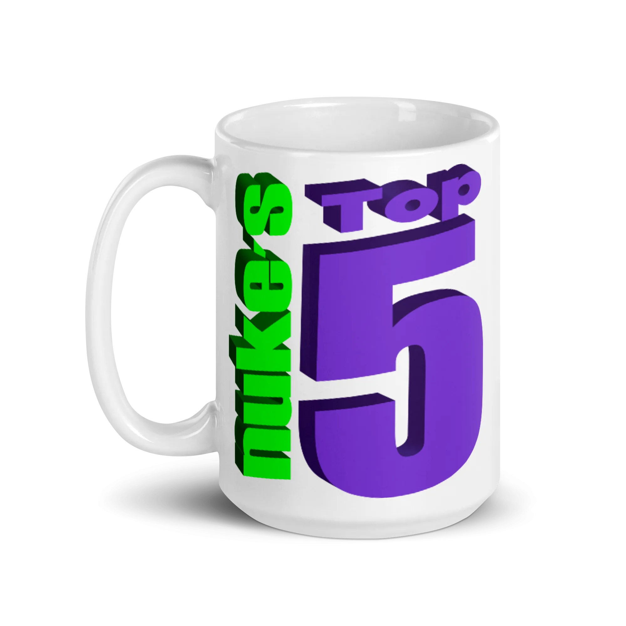 Nuke's Top 5 White Glossy Mug - 15oz TWO SIDED