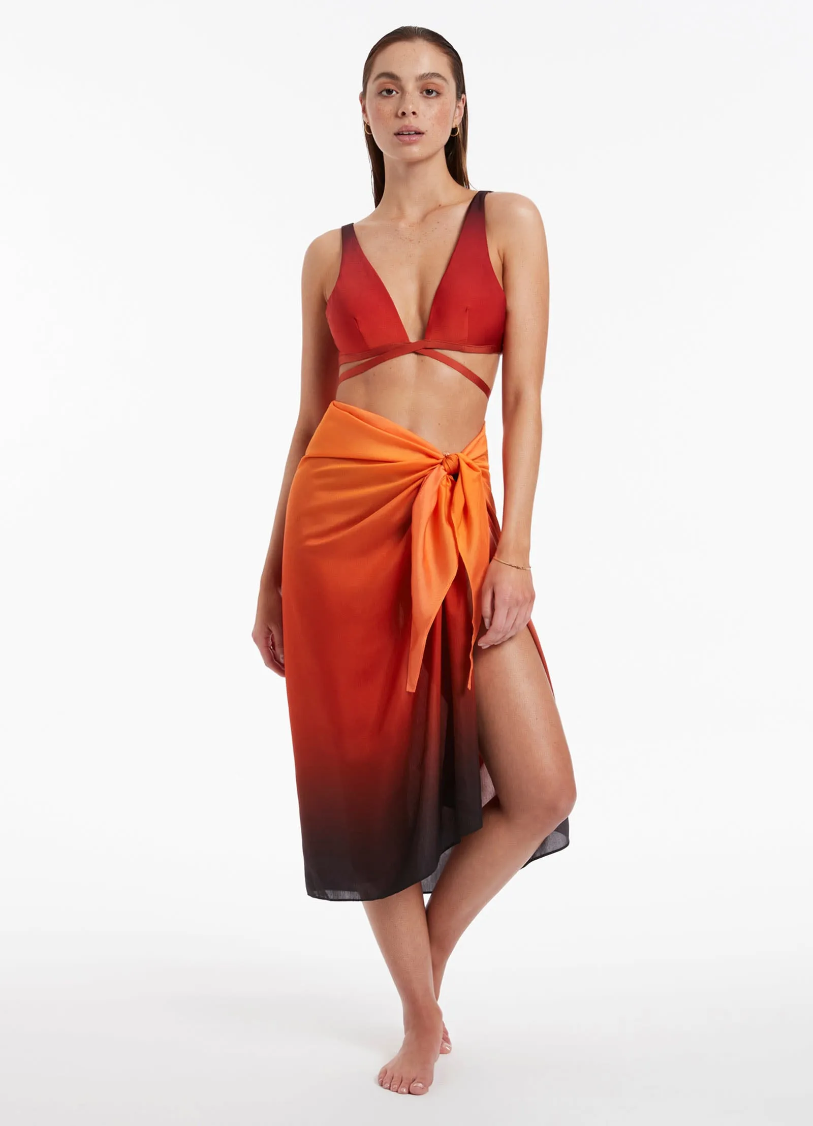 Oia Sunset Sarong - Burnt Orange