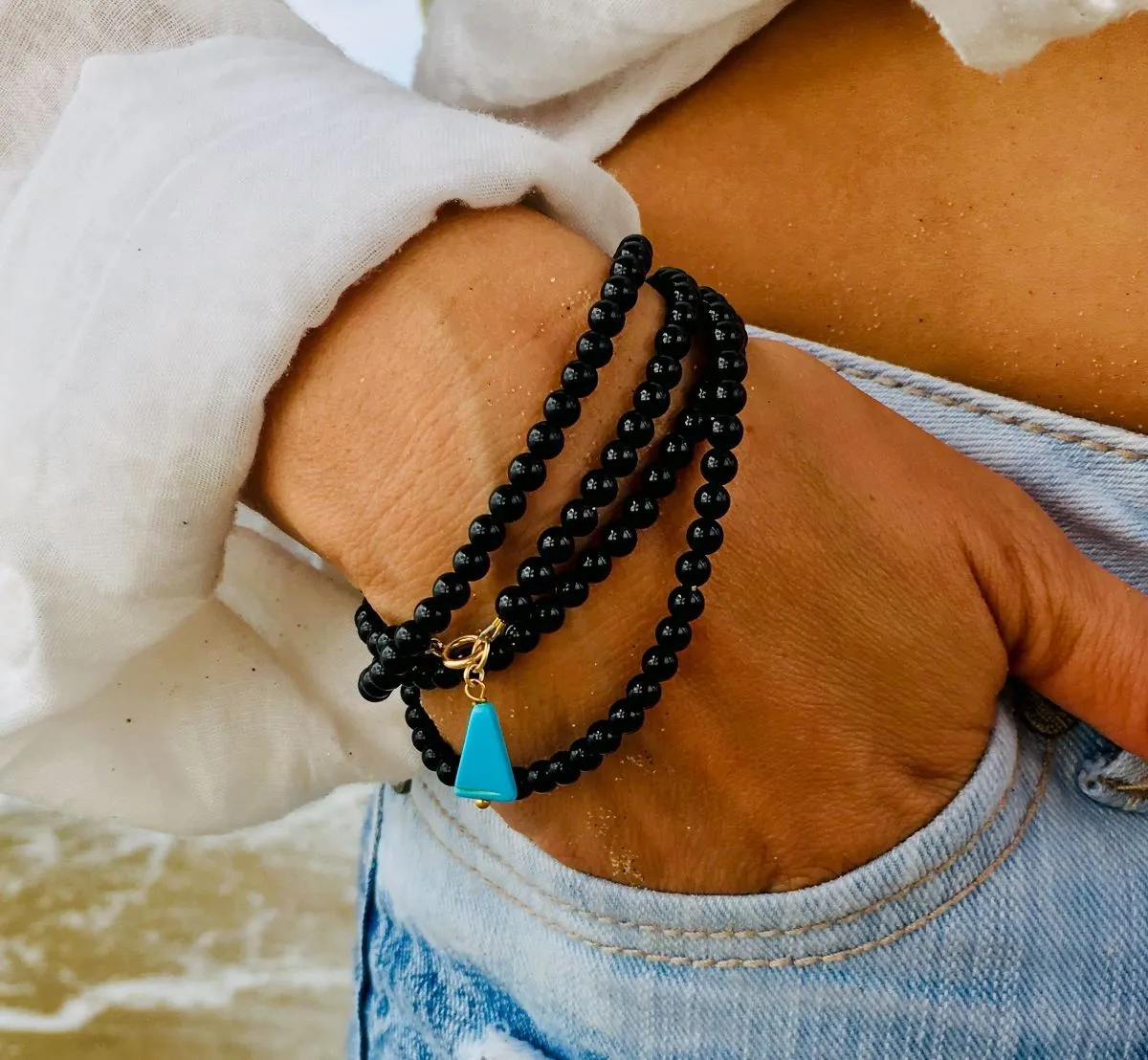 Onyx Wrap Bracelet for Self-Control - Gold