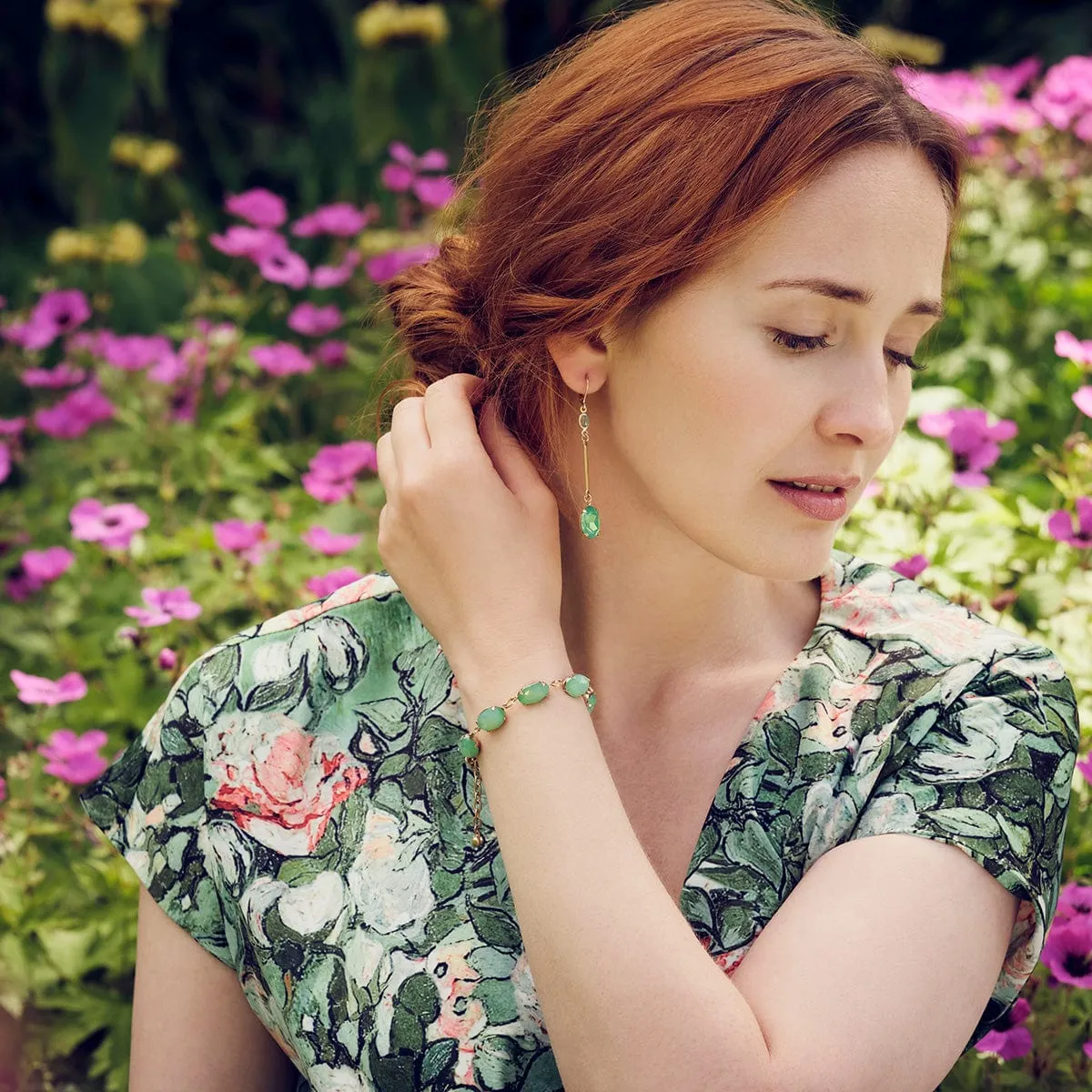 Oval Drop Earrings: Vintage Green Opal Earrings