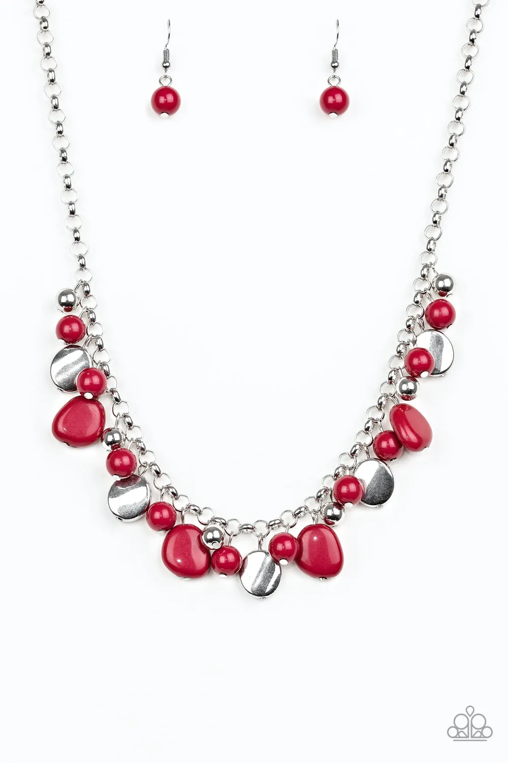 Paparazzi Flirtatiously Florida Red Necklace Set