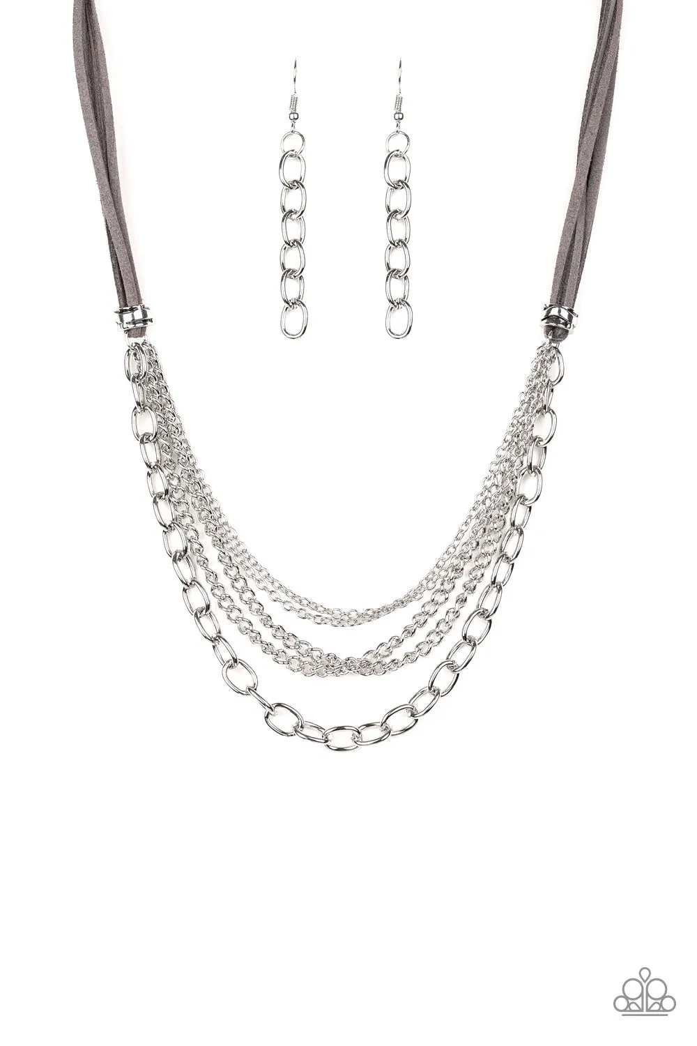 Paparazzi Free Roamer Silver Necklace Set