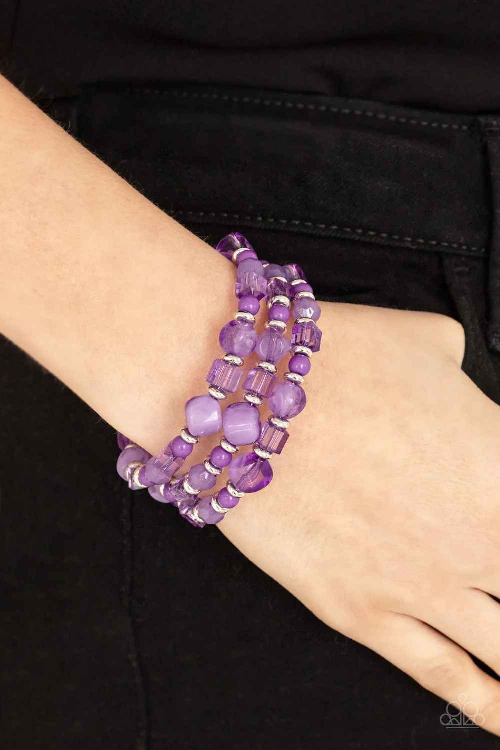 Paparazzi Girly Girl Glimmer - Purple Coil Bracelet