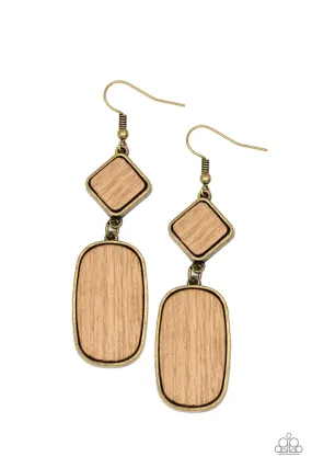 Paparazzi You WOOD Be So Lucky - Brass Wood Earrings