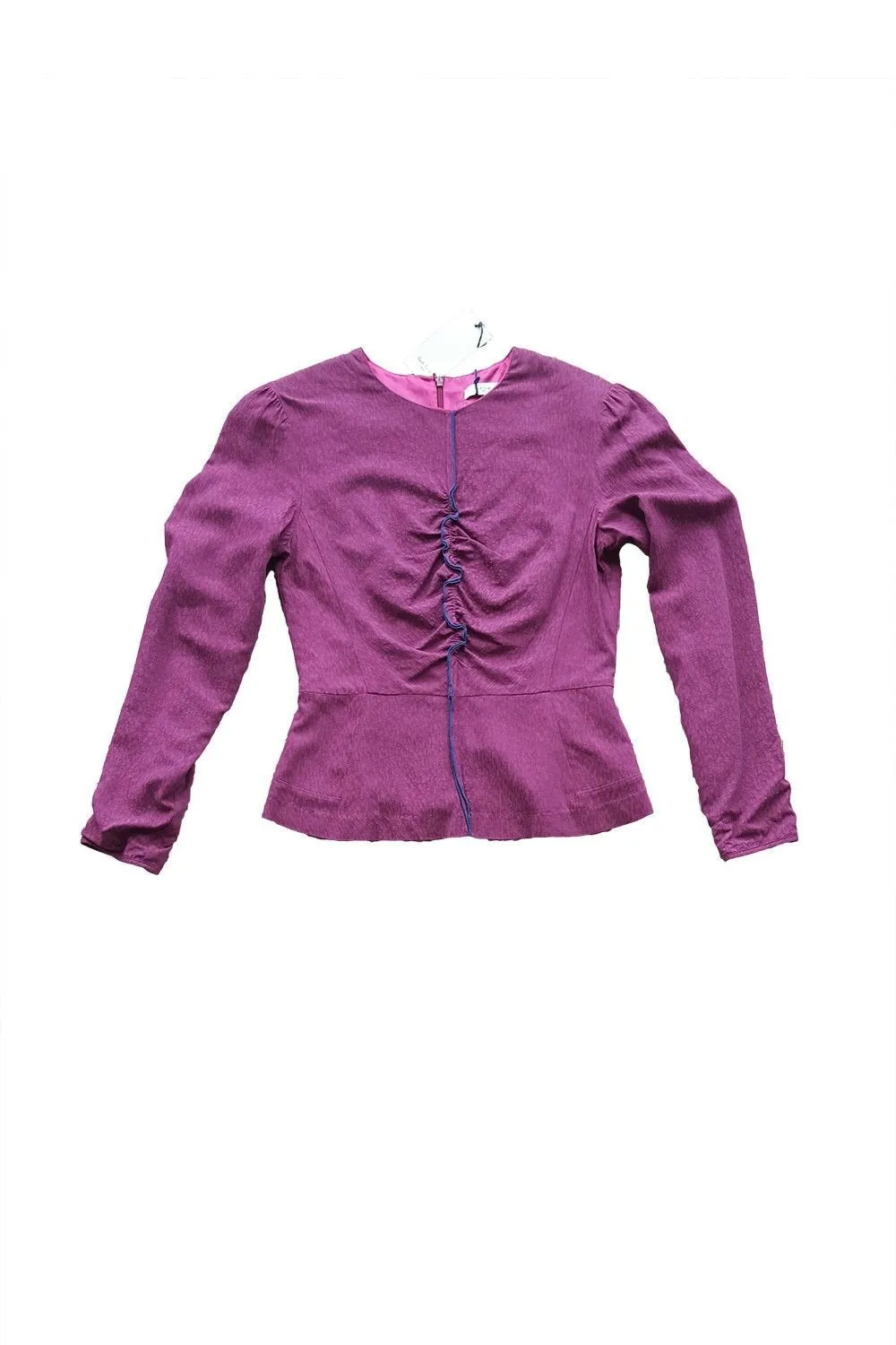 PAUL SMITH Paul Label Purple Peplum Long Sleeve Top (42)