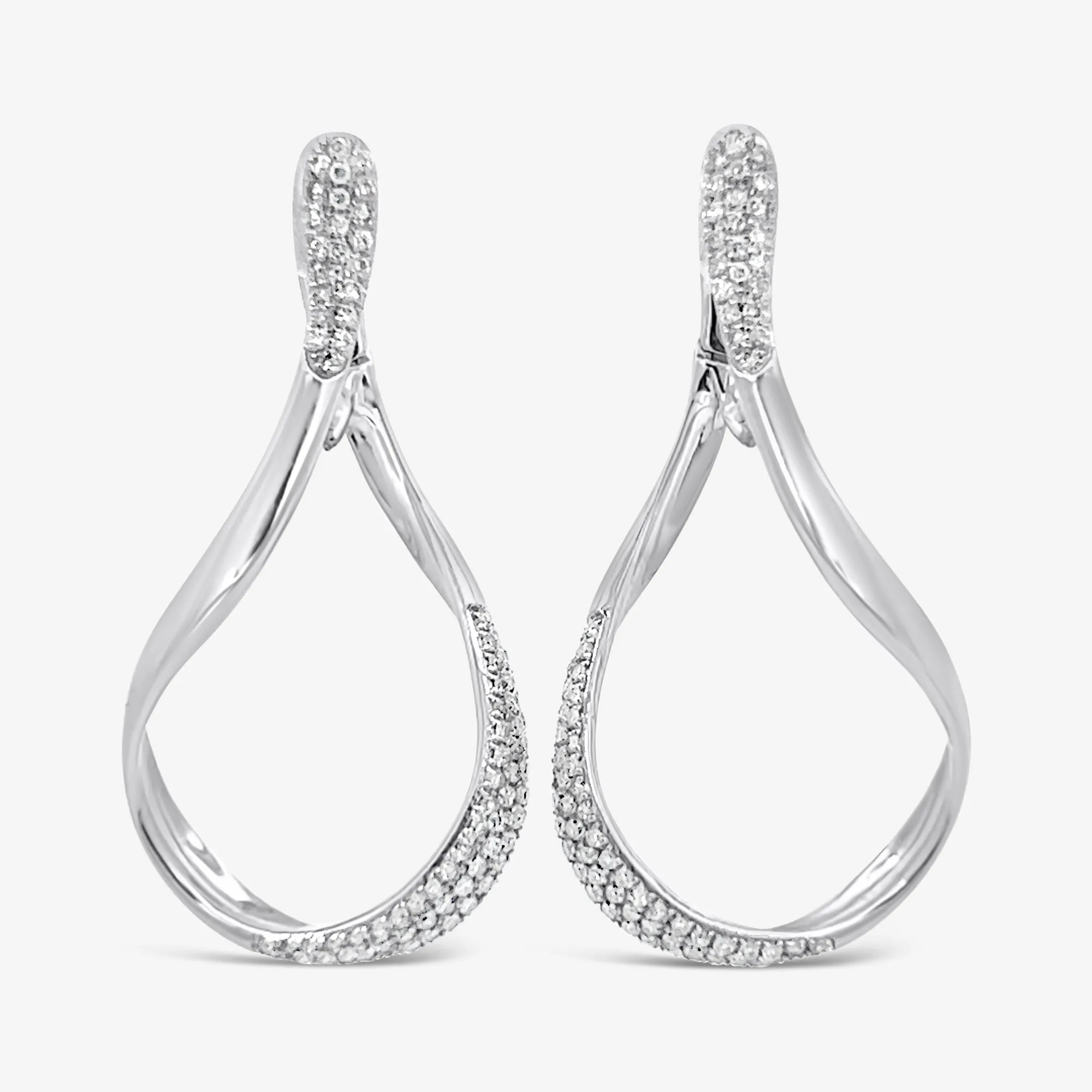 Pave Front Facing Hoop Earrings