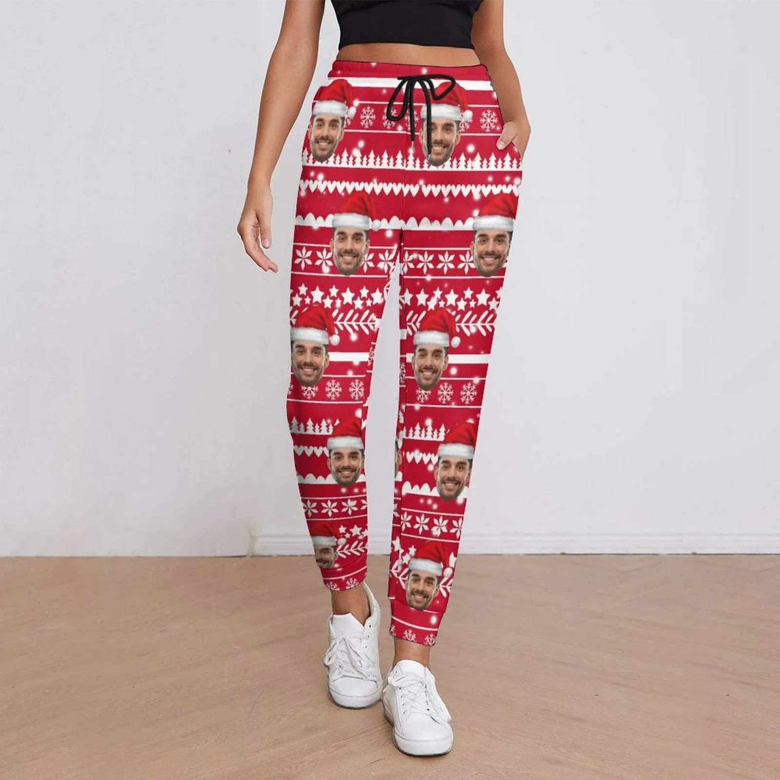 Personalized Christmas Sweatpants Custom Face Pants Women's All Over Print Personalized Casual Sweatpants