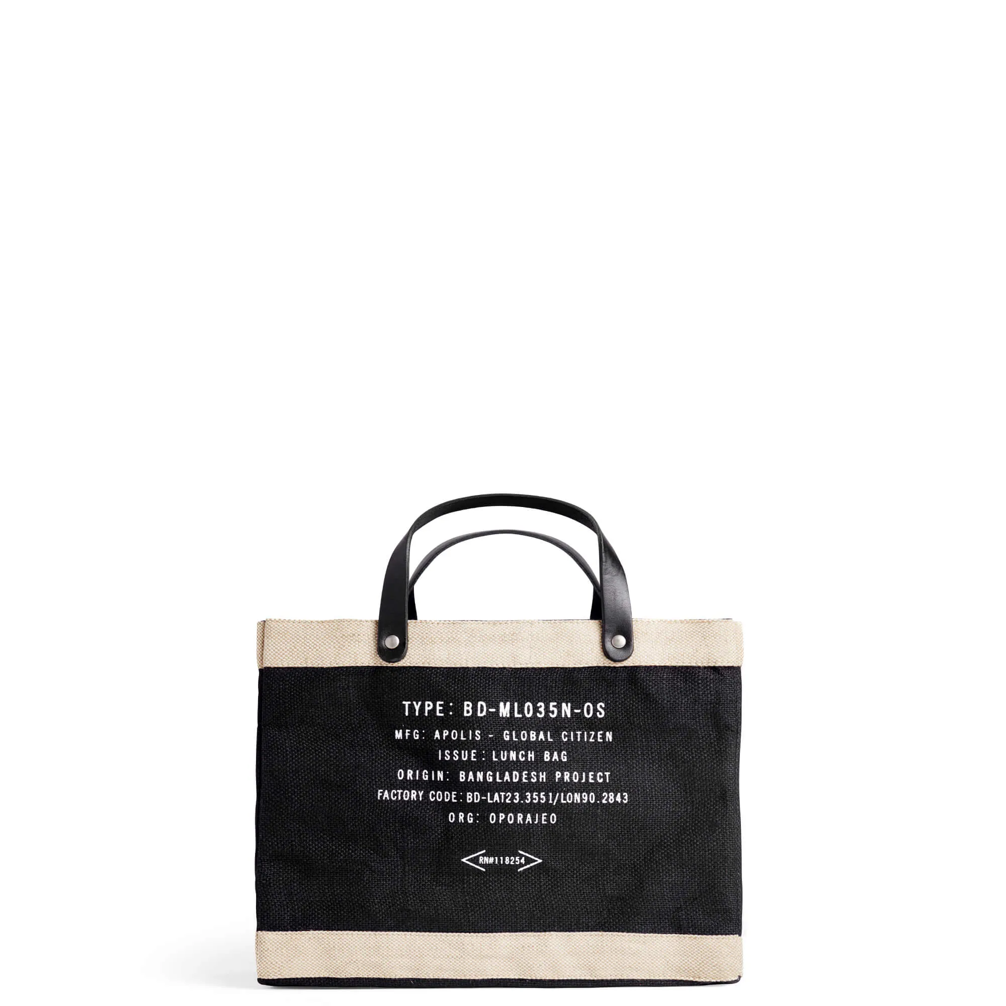 Petite Market Bag in Black with “OFF THE GRID”