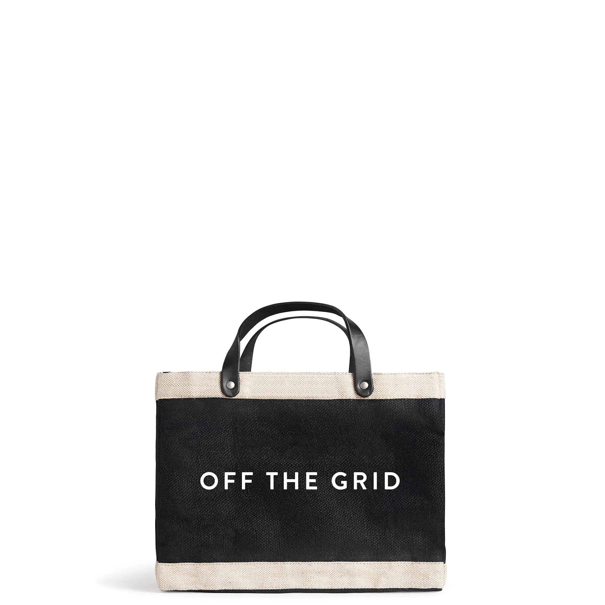 Petite Market Bag in Black with “OFF THE GRID”