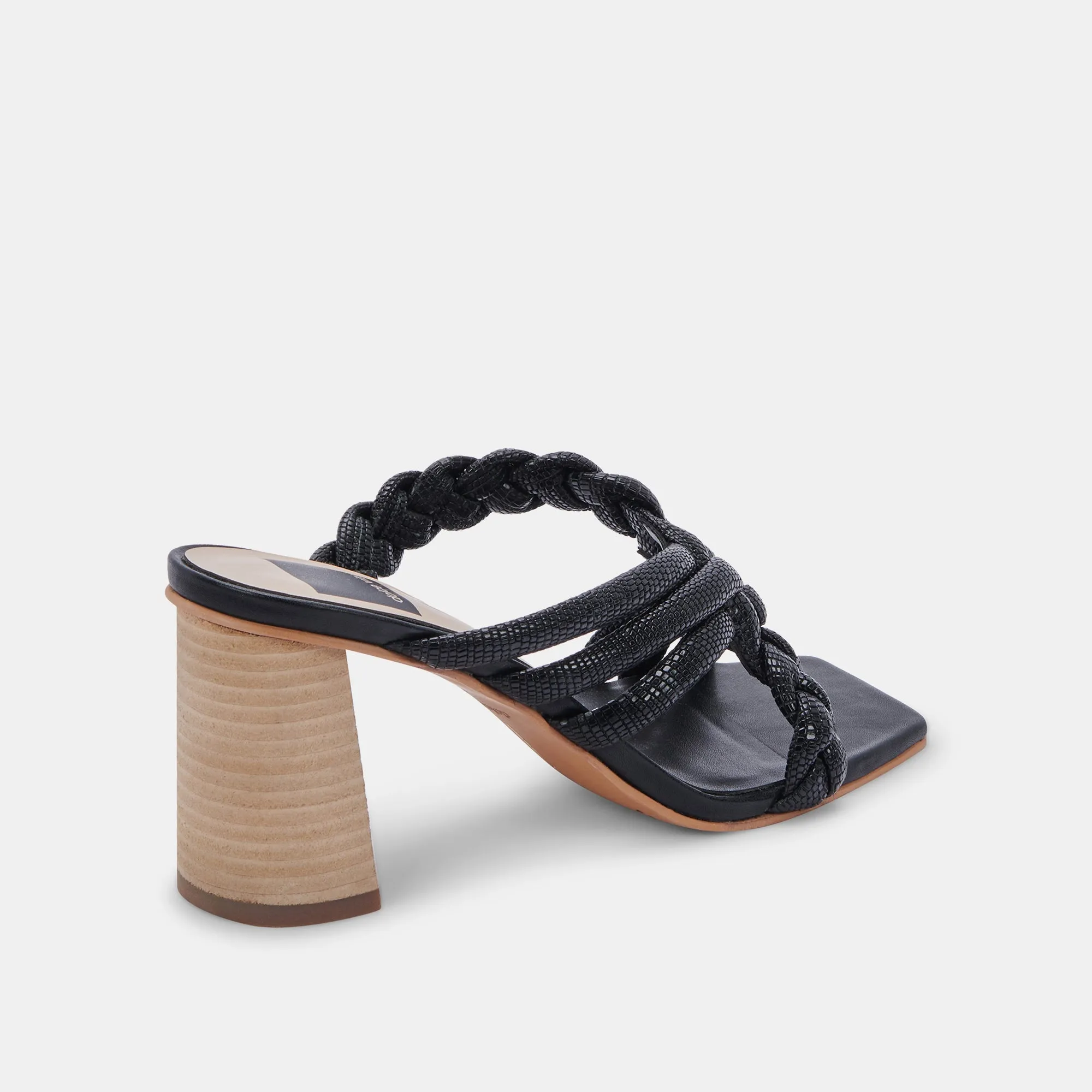 PIPIN HEELS BLACK EMBOSSED LEATHER - re:vita