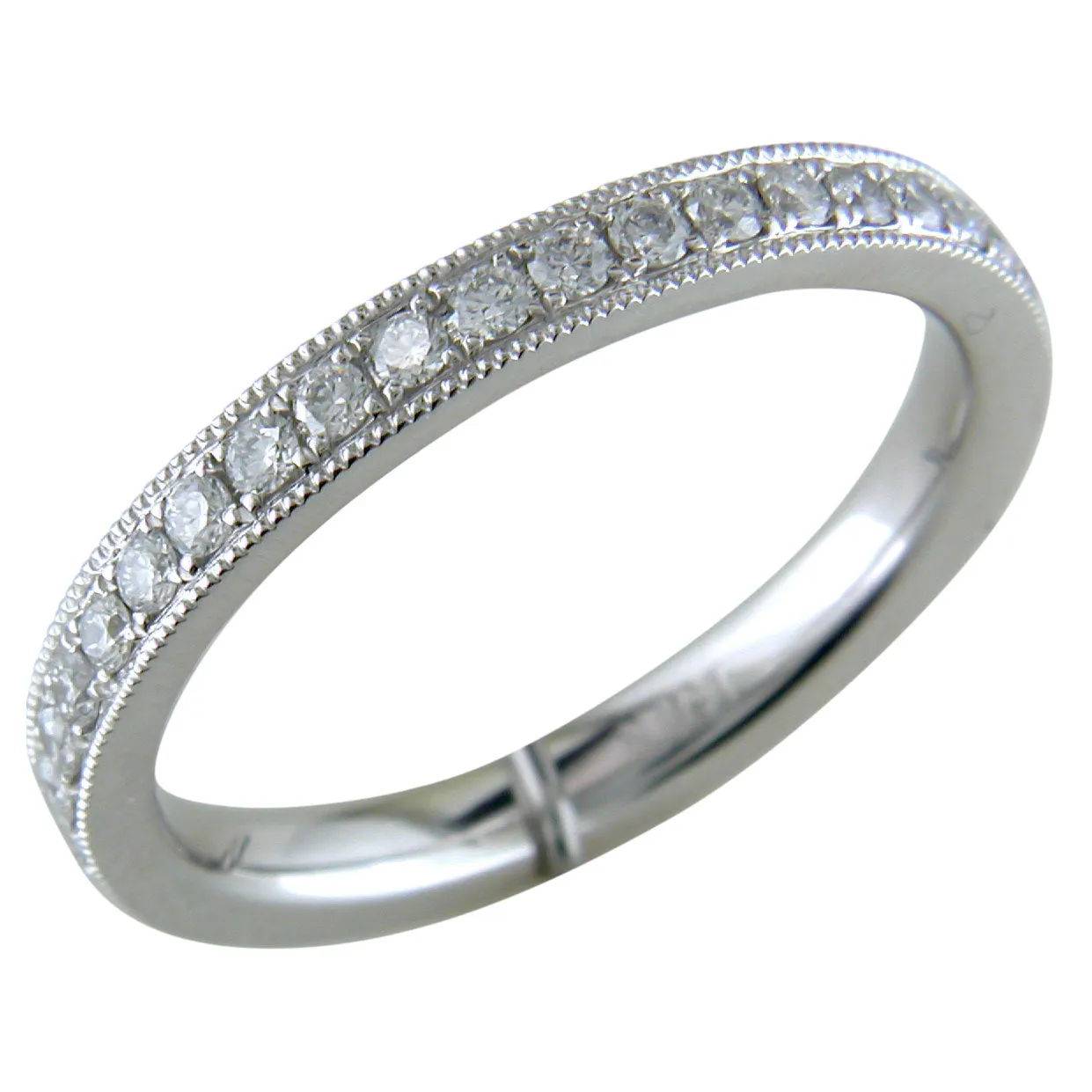 Platinum Diamond Eternity Band Ring with Milgrain