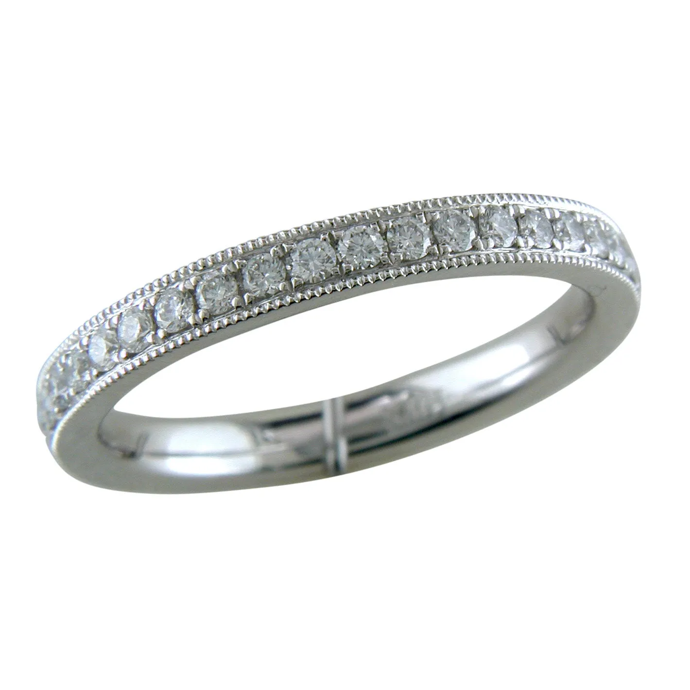 Platinum Diamond Eternity Band Ring with Milgrain