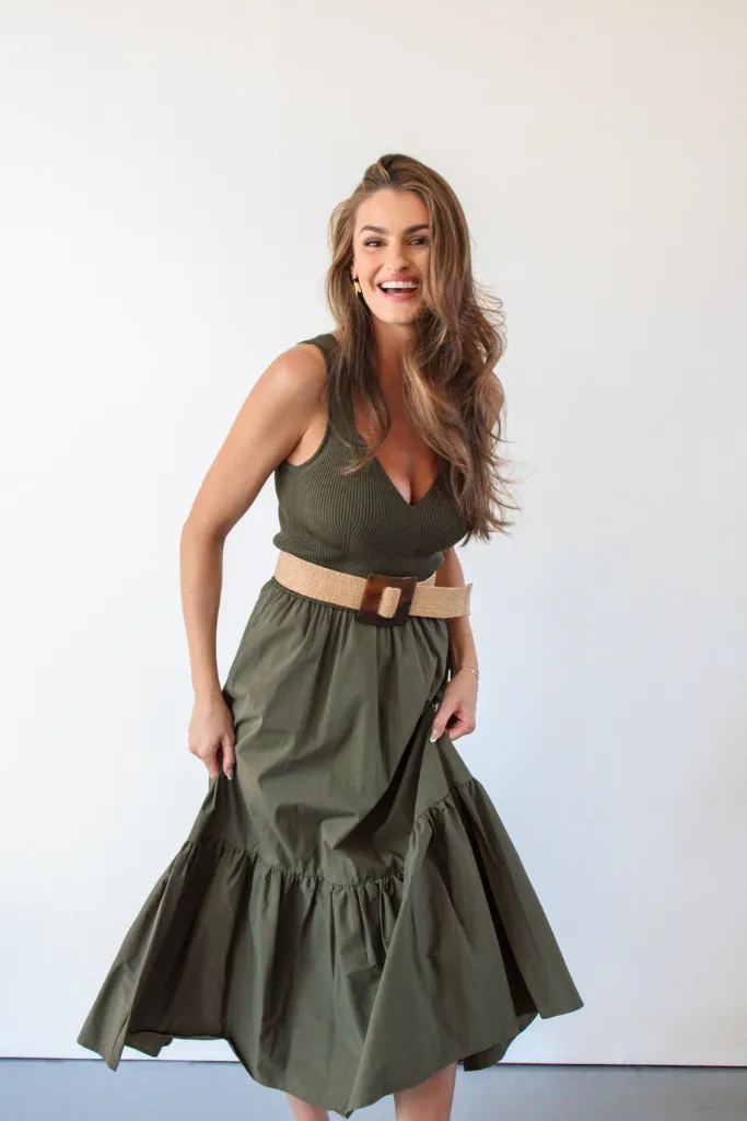 Positano Paradise Midi Dress in Olive