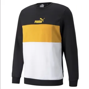 Puma men's crewneck sweatshirt ESS  Colorblock Crew FL 587916 56 black-yellow