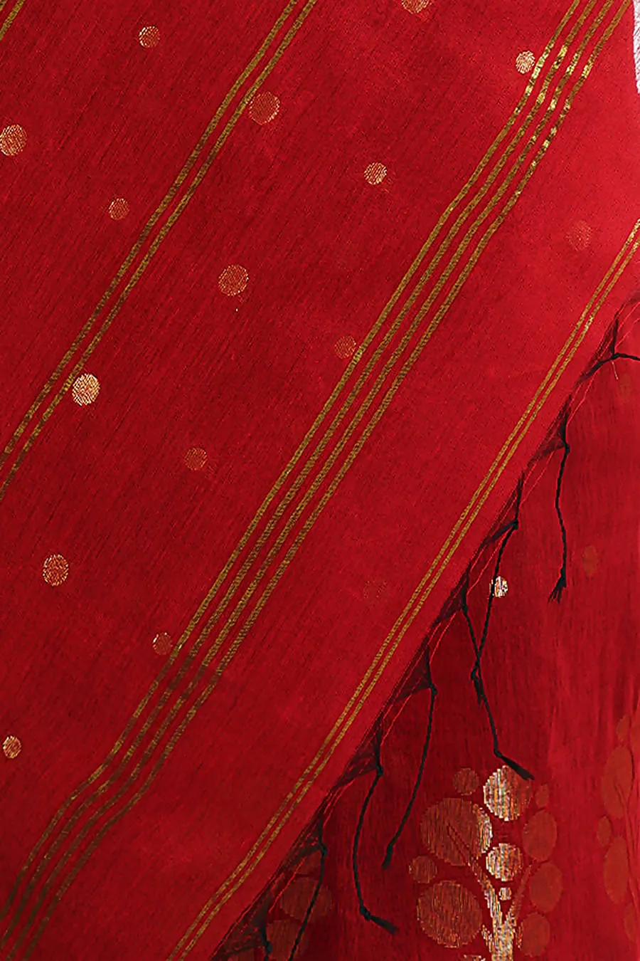 Red bengal handloom extrawefts work saree