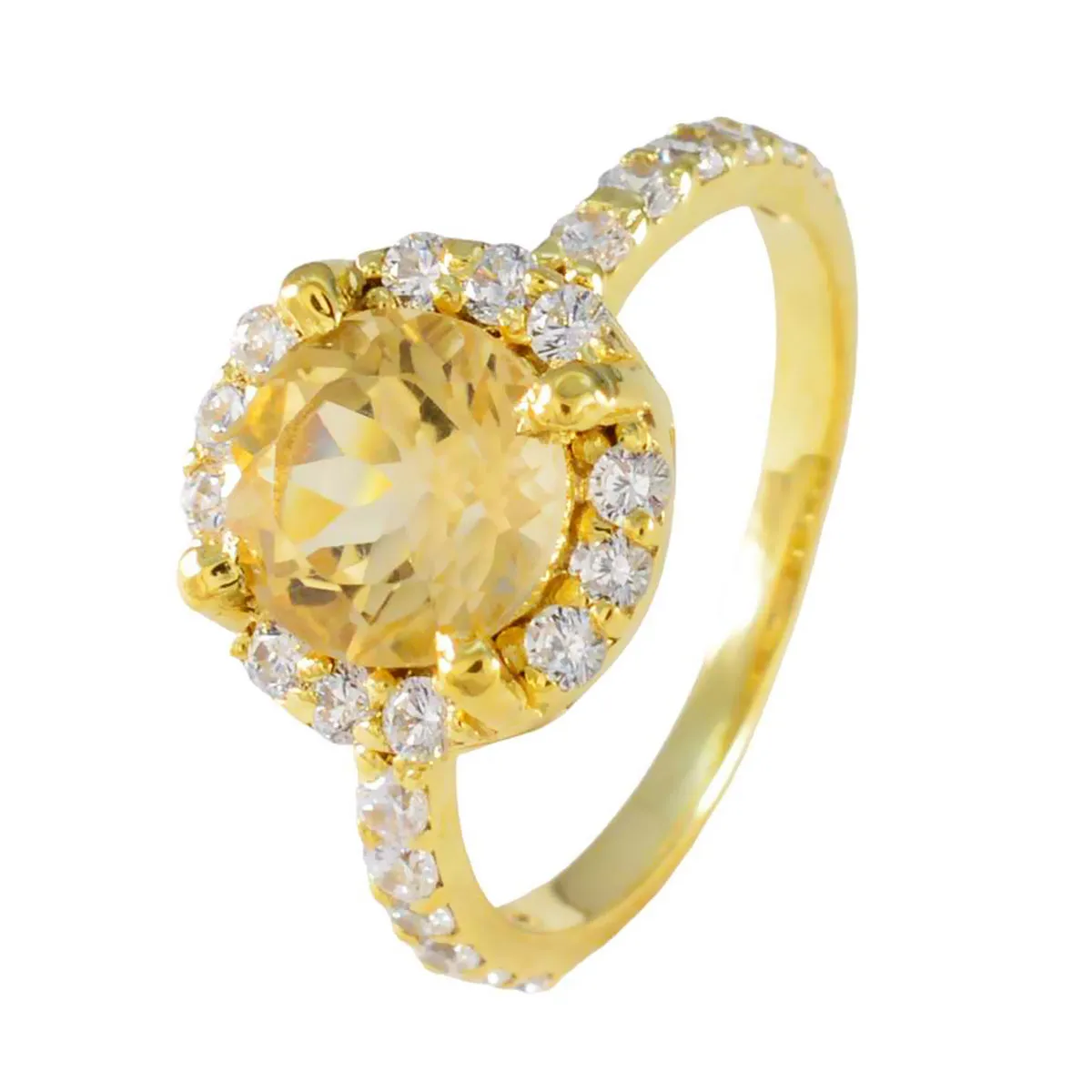 Riyo Bulk Silver Ring With Yellow Gold Plating Citrine Stone Oval Shape Prong Setting Stylish Jewelry Christmas Ring