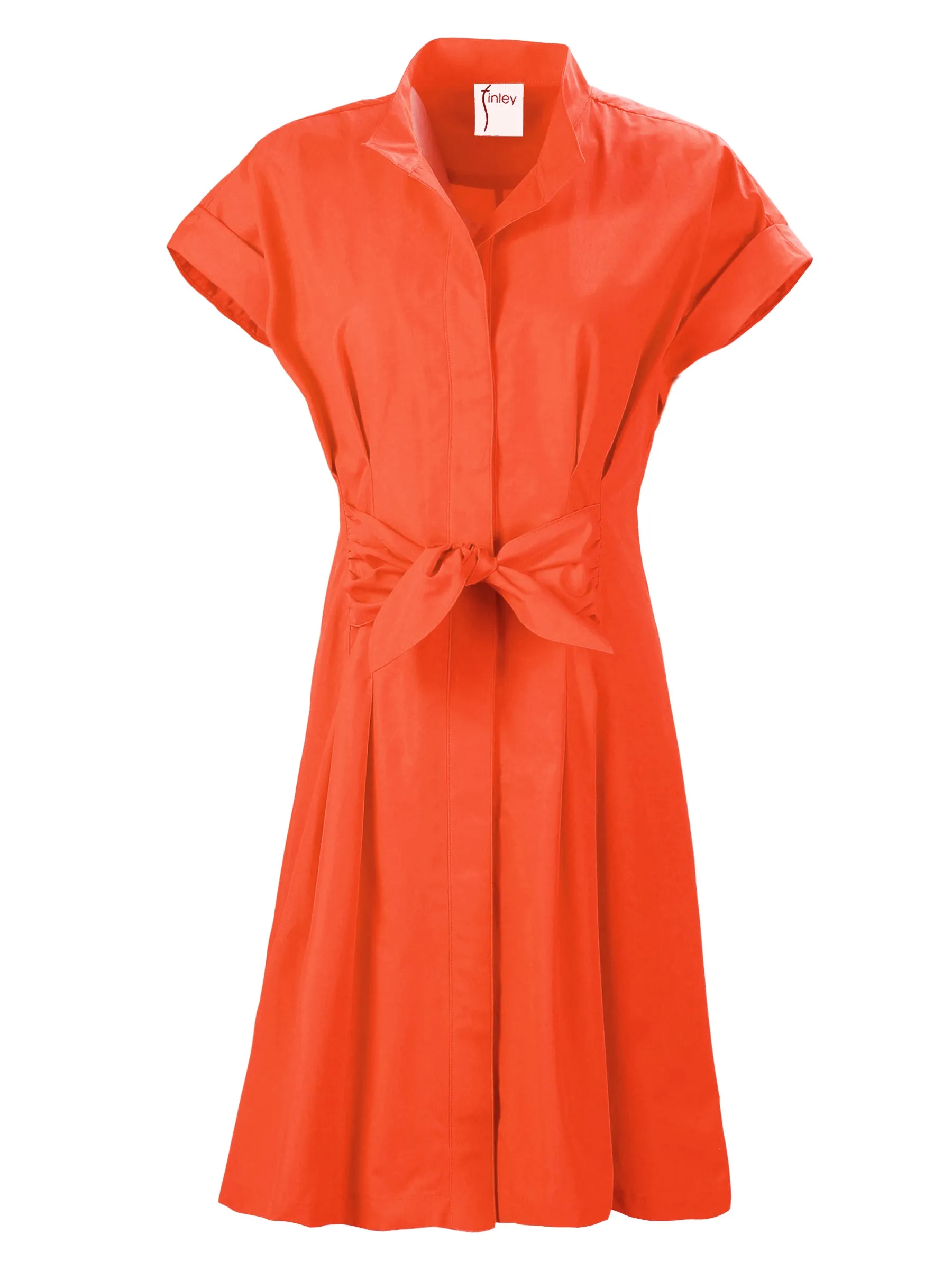 Rocky Fireball Orange Shirt Dress Crisp Cotton