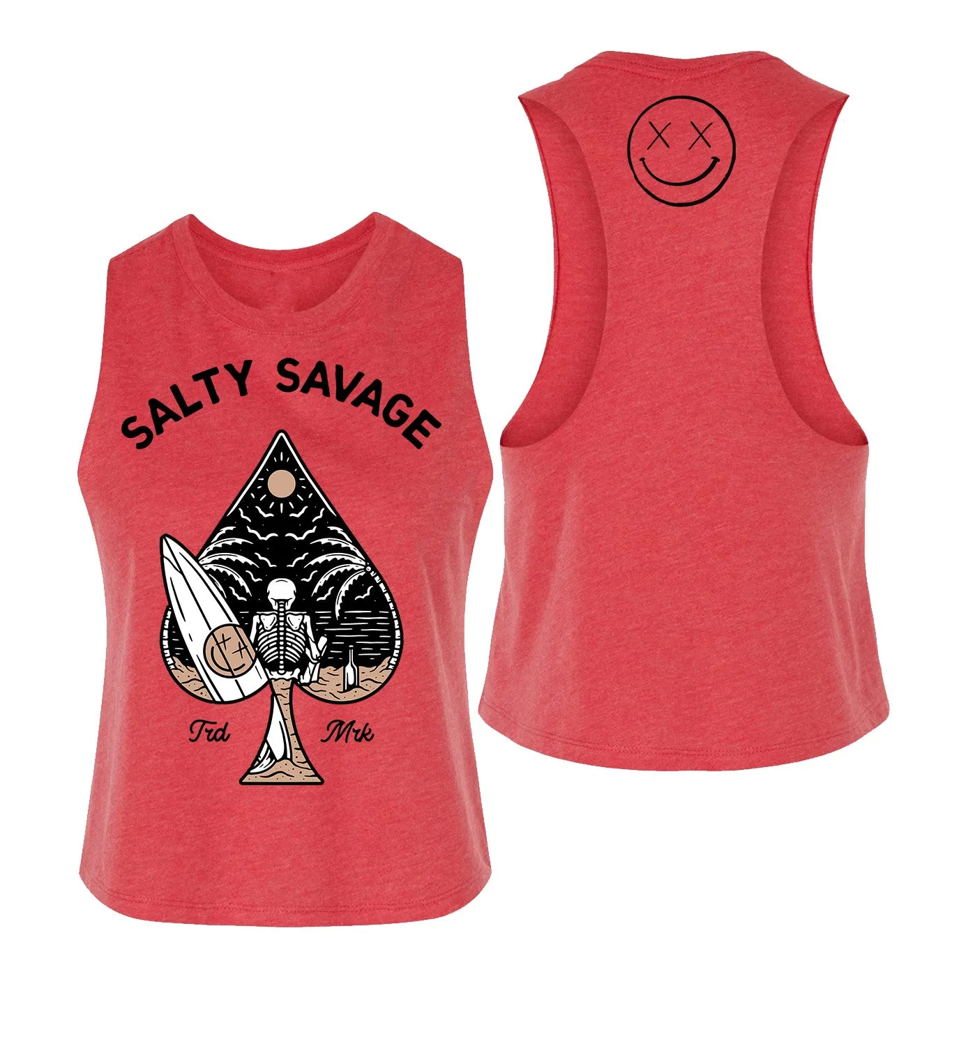 Salty Savage Ladies "Beach Spade" Flowy Racerback Crop Tank