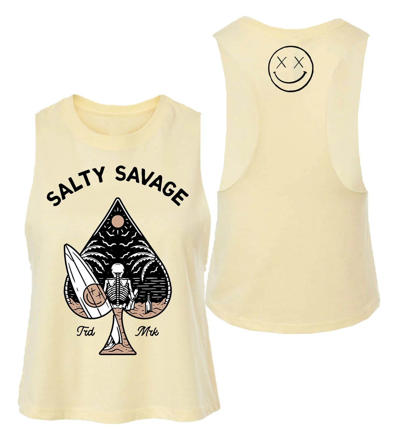 Salty Savage Ladies "Beach Spade" Flowy Racerback Crop Tank