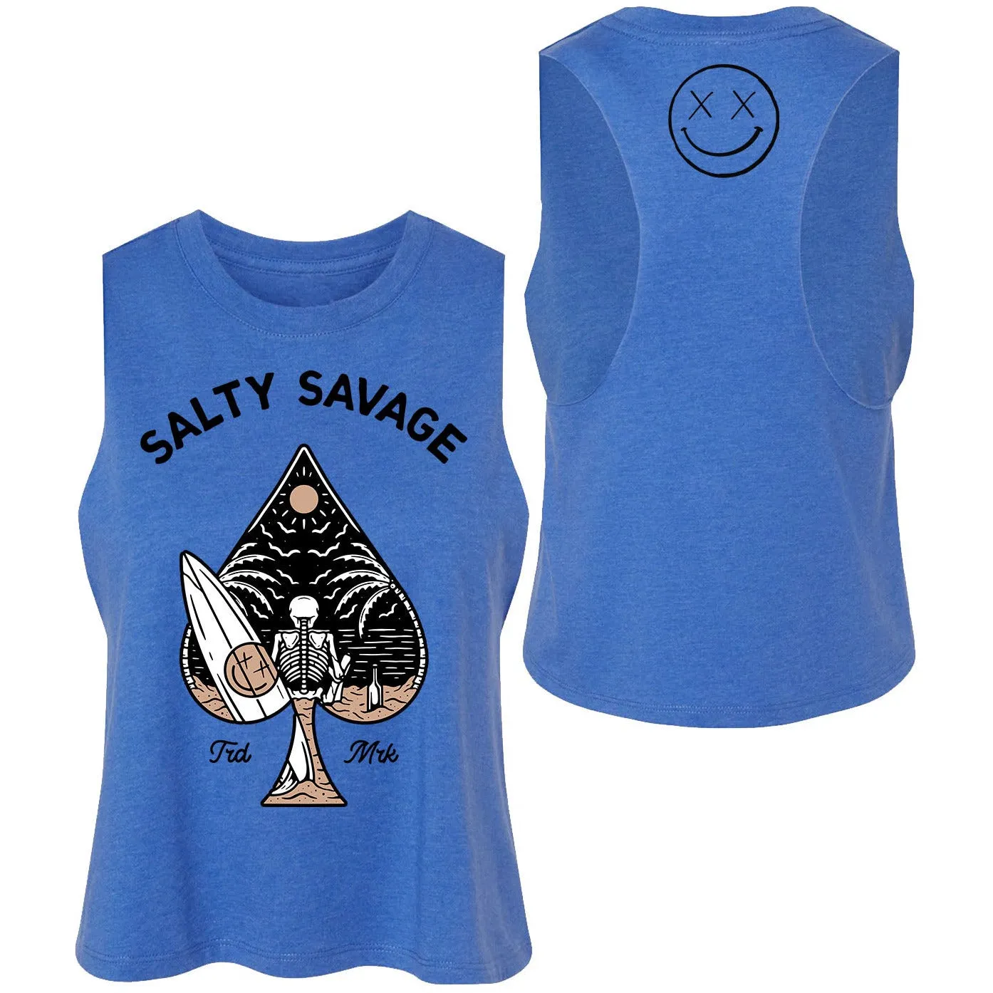 Salty Savage Ladies "Beach Spade" Flowy Racerback Crop Tank