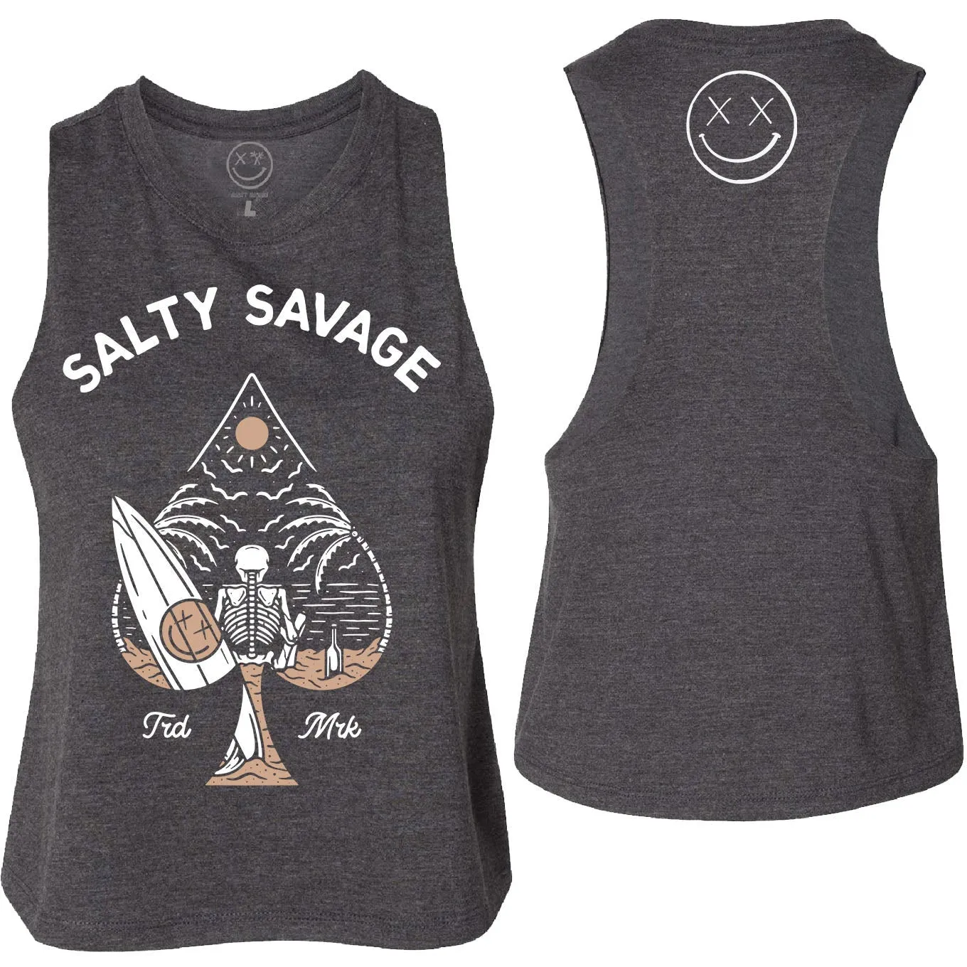 Salty Savage Ladies "Beach Spade" Flowy Racerback Crop Tank