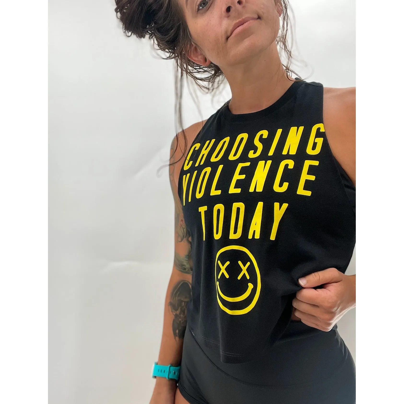 Salty Savage Ladies "CHOOSING VIOLENCE TODAY" Flowy Crop Tank