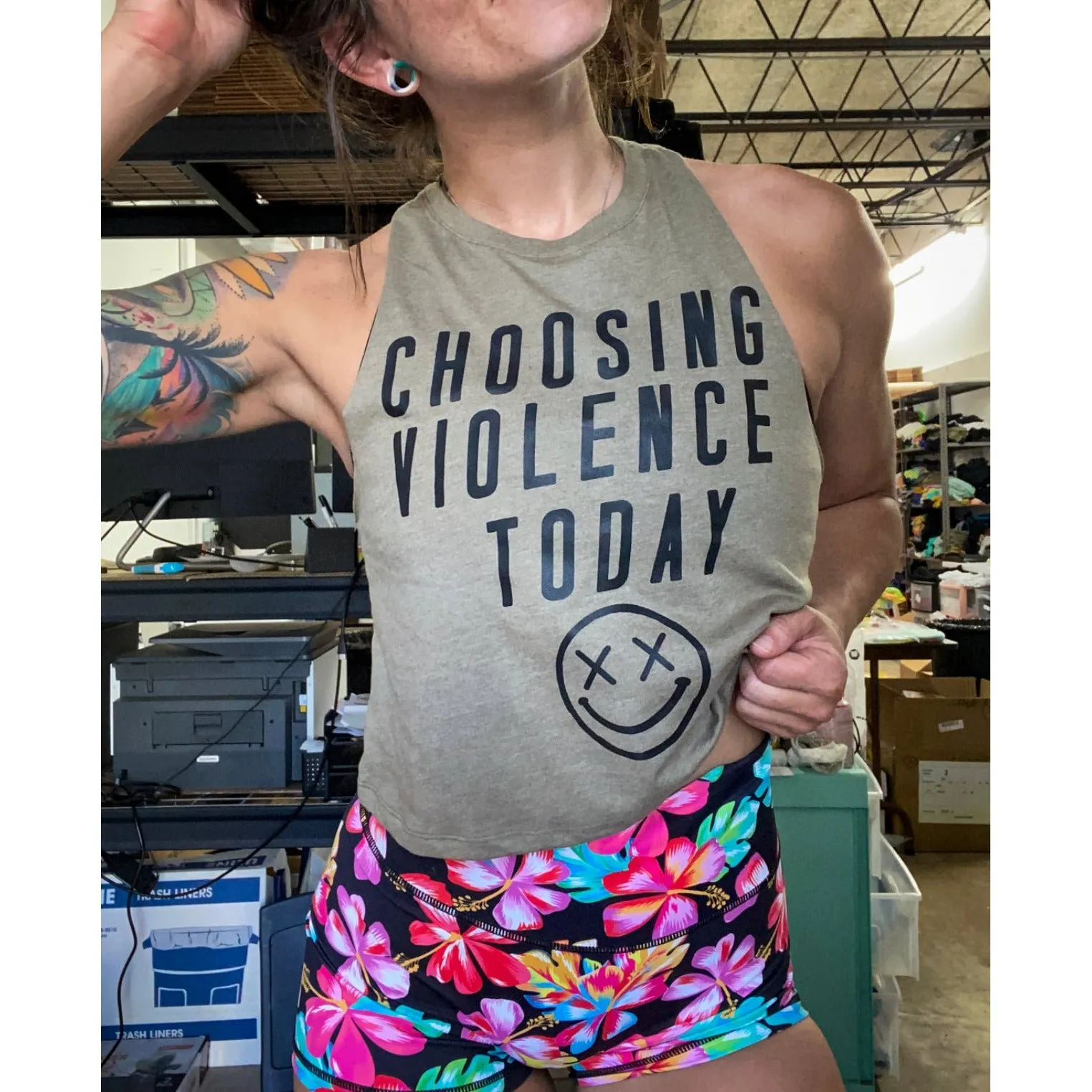 Salty Savage Ladies "CHOOSING VIOLENCE TODAY" Flowy Crop Tank