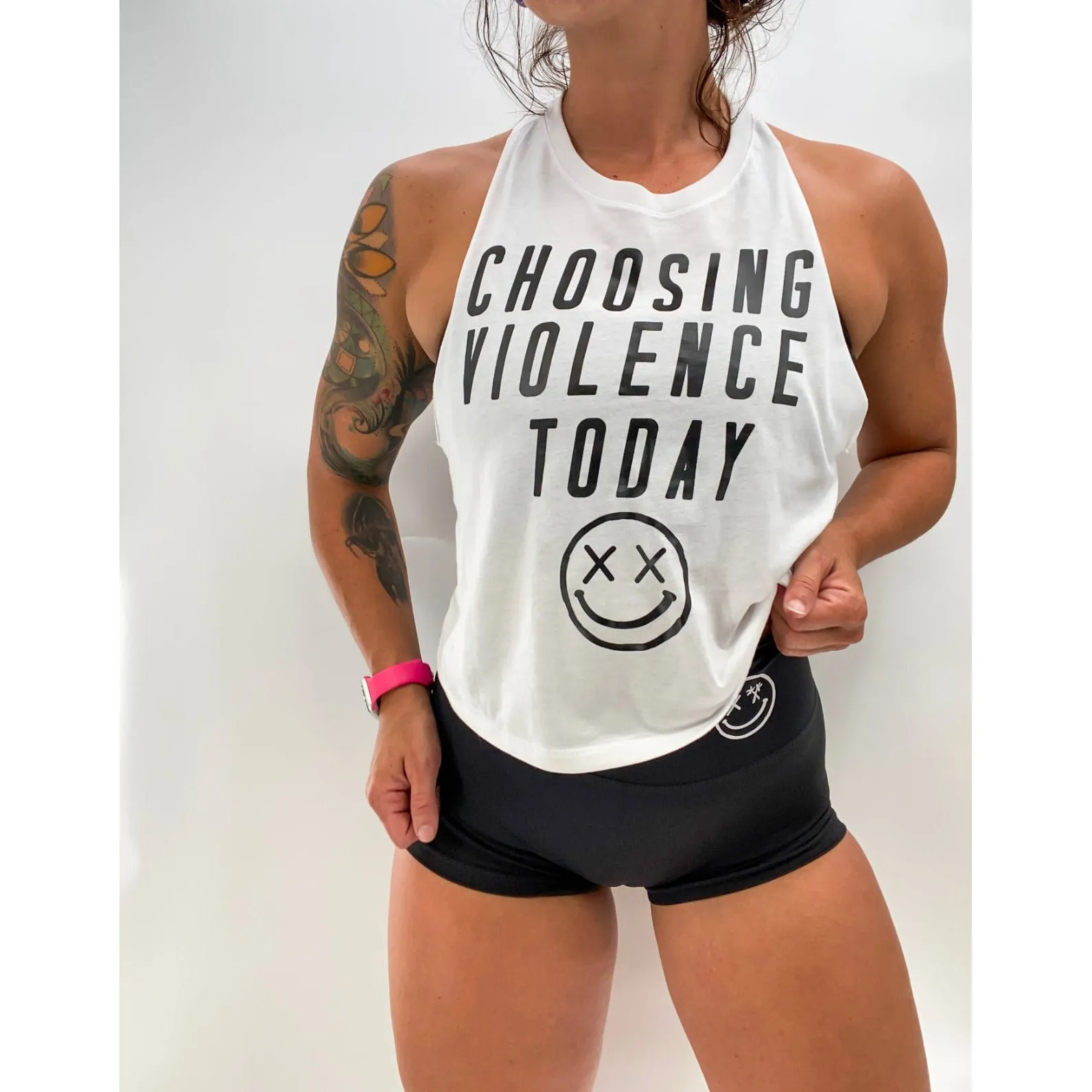 Salty Savage Ladies "CHOOSING VIOLENCE TODAY" Flowy Crop Tank