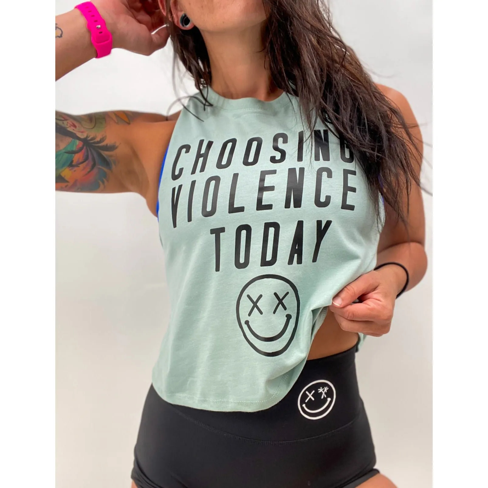 Salty Savage Ladies "CHOOSING VIOLENCE TODAY" Flowy Crop Tank