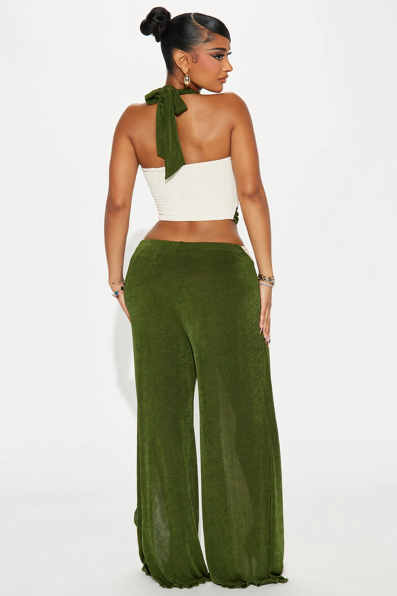 Staying In Paradise Pant Set - Olive/combo