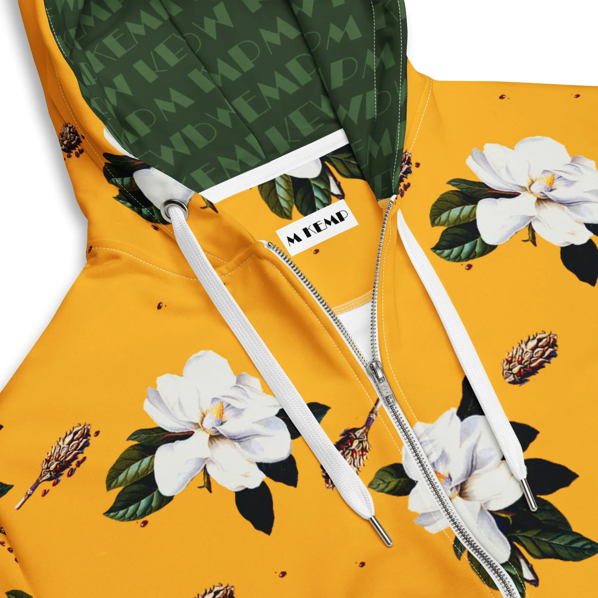 Sweet Magnolia on Saffron Unisex zip hoodie