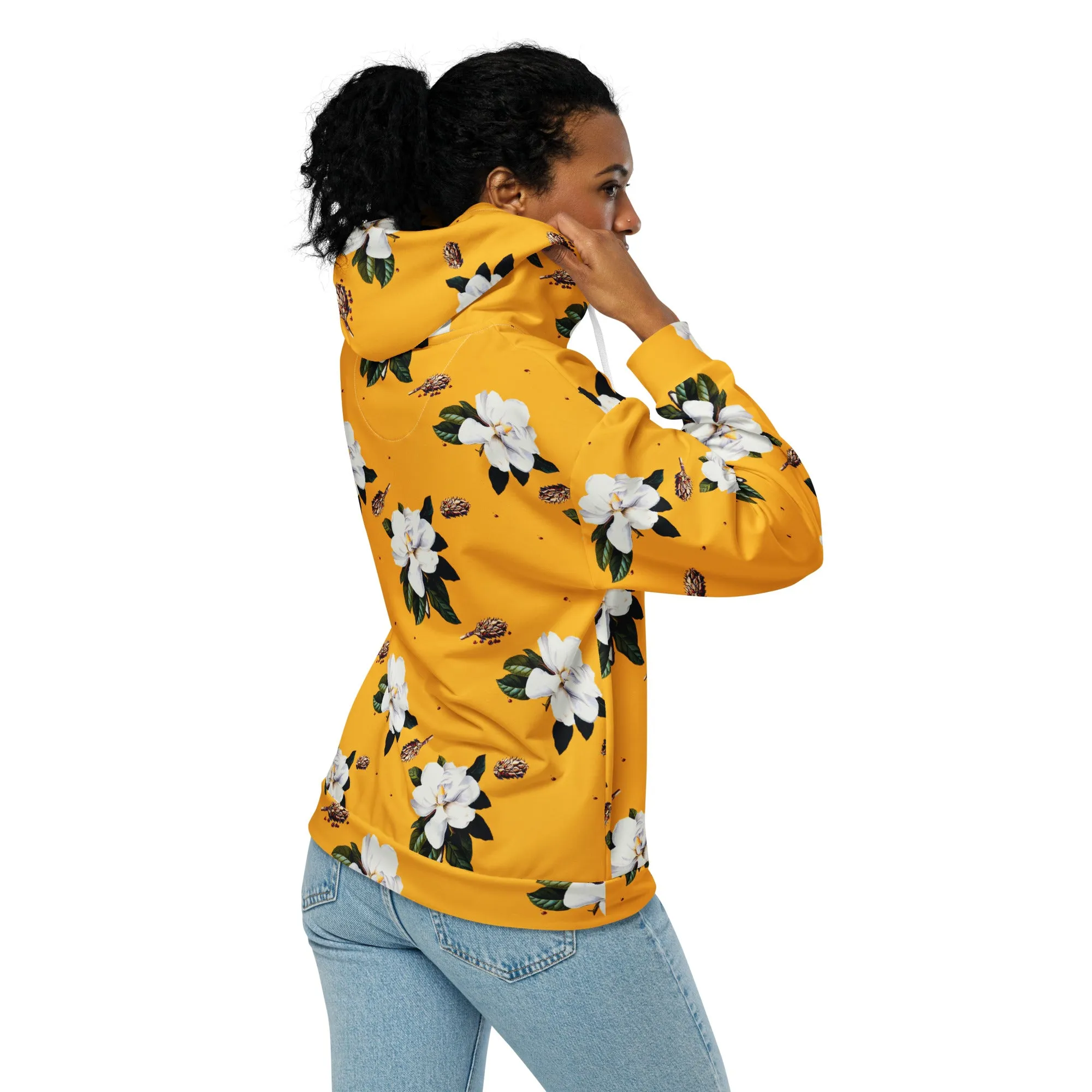 Sweet Magnolia on Saffron Unisex zip hoodie