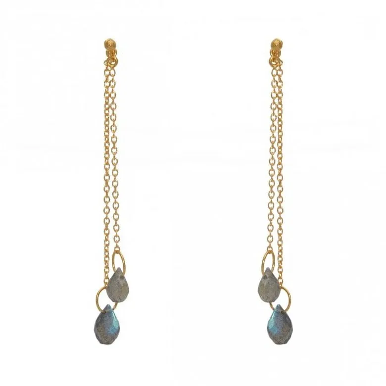 Teardrop Labradorite Gold Plated Earrings