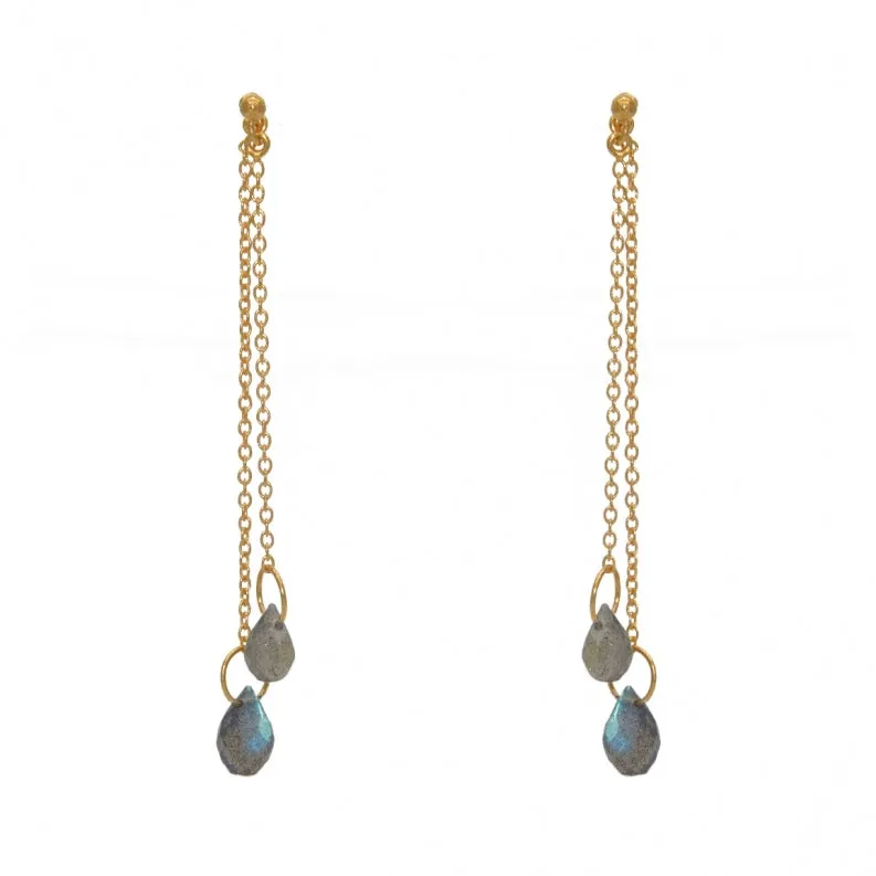 Teardrop Labradorite Gold Plated Earrings