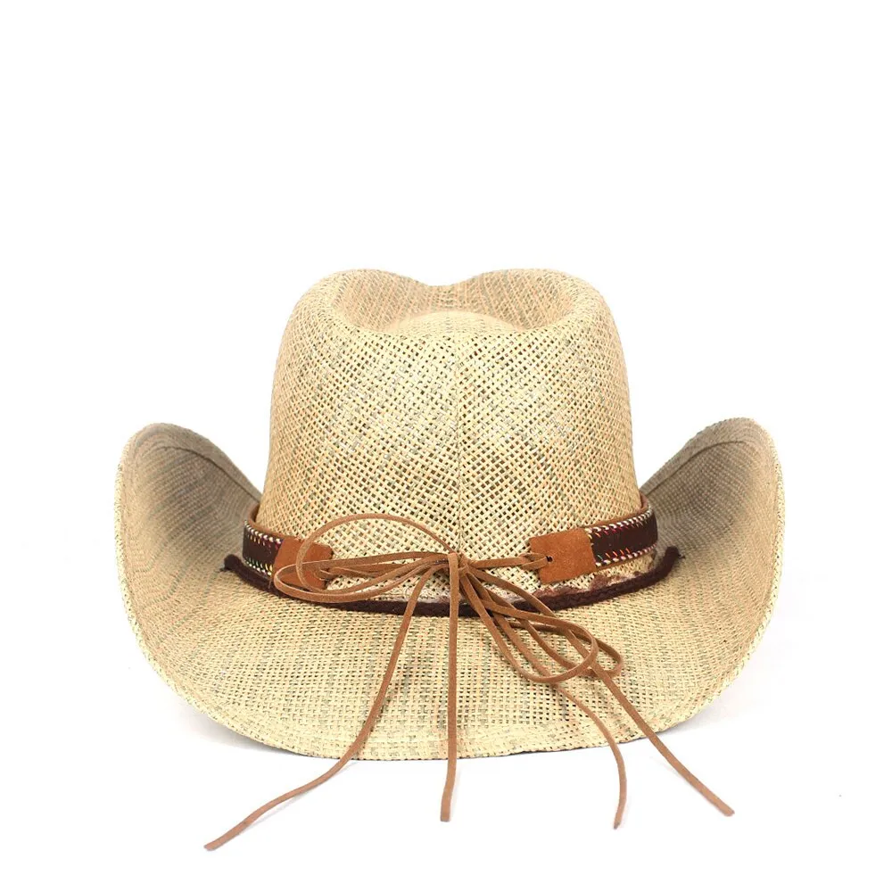 Western Cowboy Hat100% Straw Men Women Cowgirl Summer Hats For Lady Sun Hat Sombrero Hombre Beach Cowgirl Jazz