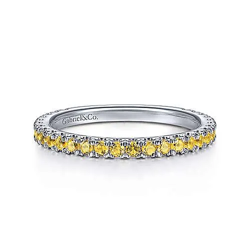 White Gold Yellow Sapphire Stackable Ring