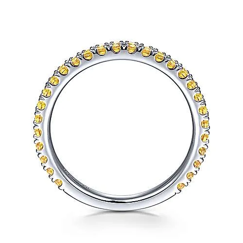 White Gold Yellow Sapphire Stackable Ring